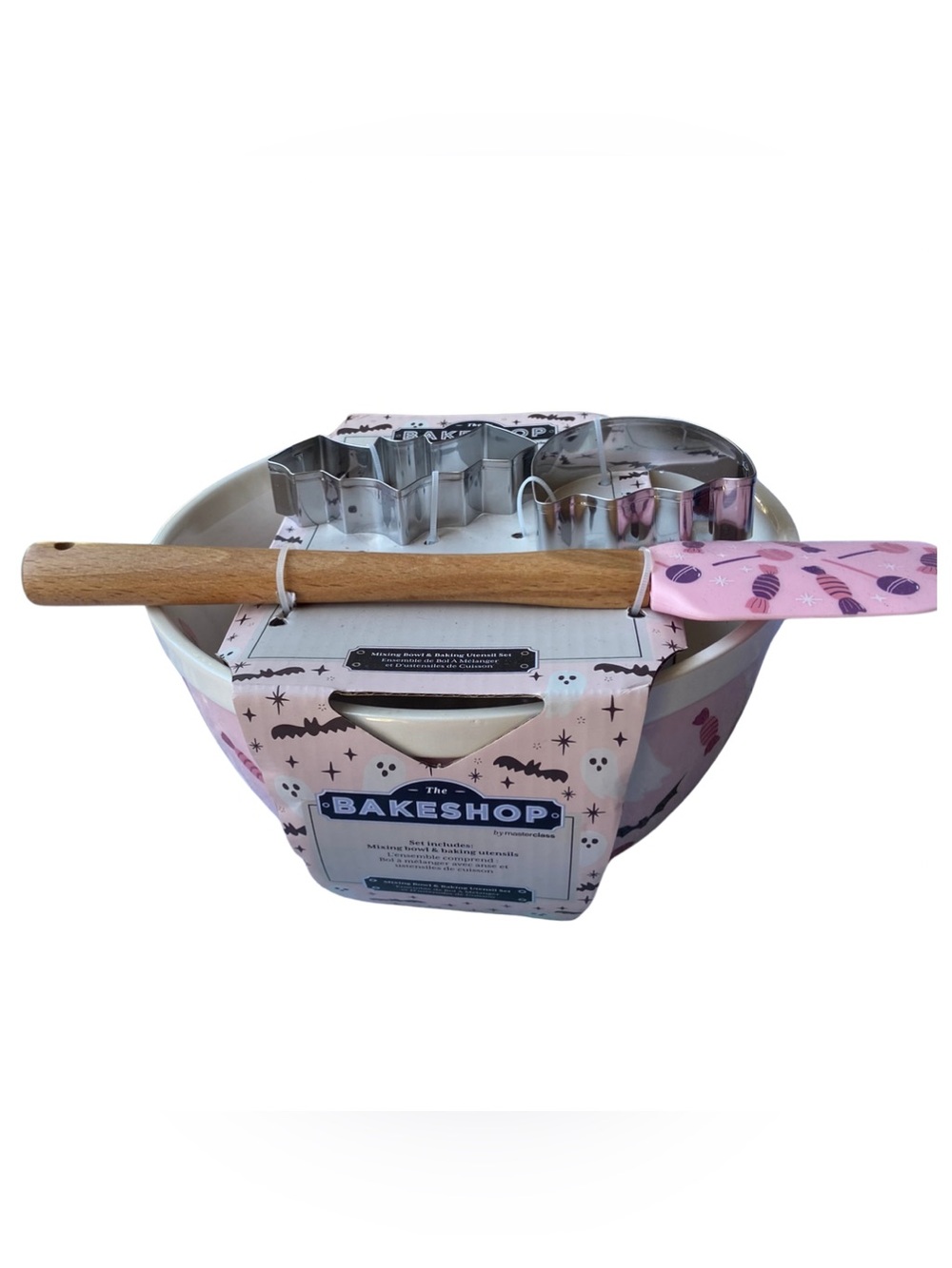 The Bakeshop by Masterclass Mixing Bowl & Baking Set Halloween Pink Bats